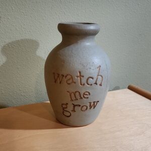 Sage Green Ceramic Vase with 'Watch Me Grow' Text